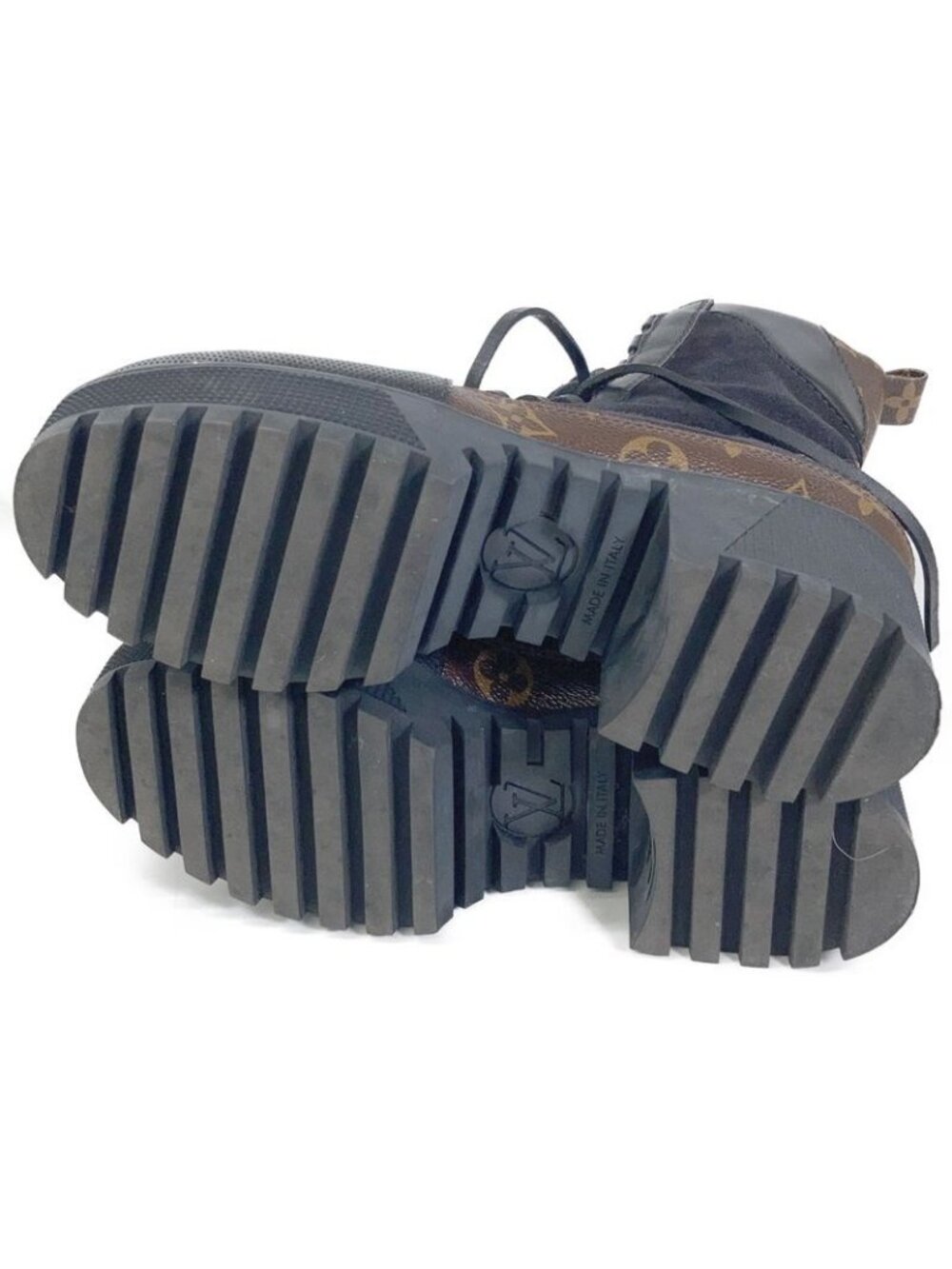 Louis Vuitton Monogram Canvas Suede Ankle Boots 36.5 Brown Black - Picture 7 of 8